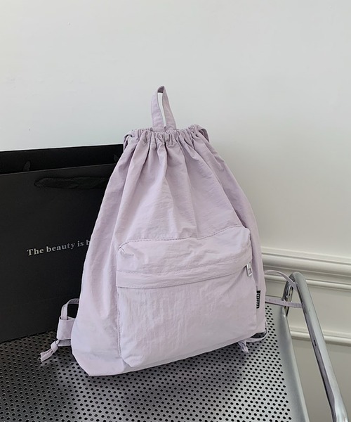 VIBGYOR（ヴィブジョー）の「Mignonjour/ナチュラル巾着リュック M2890（バックパック/リュック・レディース・グレー/ブラック/ブルー/パープル/ベージュ・FREE）」の9枚目の写真