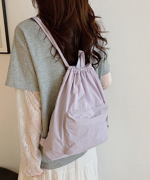 VIBGYOR（ヴィブジョー）の「Mignonjour/ナチュラル巾着リュック M2890（バックパック/リュック・レディース・グレー/ブラック/ブルー/パープル/ベージュ・FREE）」の10枚目の写真