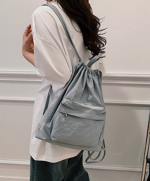 VIBGYOR（ヴィブジョー）の「Mignonjour/ナチュラル巾着リュック M2890（バックパック/リュック・レディース・グレー/ブラック/ブルー/パープル/ベージュ・FREE）」の12枚目の写真