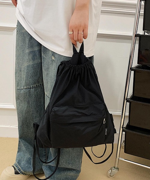 VIBGYOR（ヴィブジョー）の「Mignonjour/ナチュラル巾着リュック M2890（バックパック/リュック・レディース・グレー/ブラック/ブルー/パープル/ベージュ・FREE）」の14枚目の写真