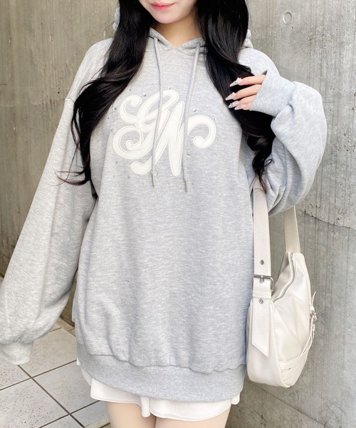 INGNI(イング)の「キルティングロゴスウェットパーカー(パーカー・レディース・ピンク系7/ブラック×ホワイト/グレー×ホワイト/ホワイト×ピンク・M)」の20枚目の写真