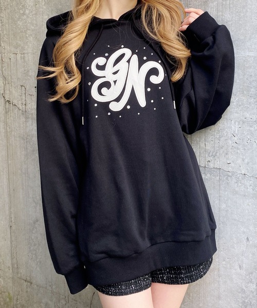 INGNI(イング)の「キルティングロゴスウェットパーカー(パーカー・レディース・ピンク系7/ブラック×ホワイト/グレー×ホワイト/ホワイト×ピンク・M)」の13枚目の写真