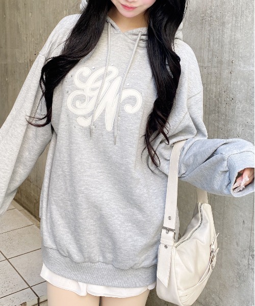 INGNI(イング)の「キルティングロゴスウェットパーカー(パーカー・レディース・ピンク系7/ブラック×ホワイト/グレー×ホワイト/ホワイト×ピンク・M)」の21枚目の写真