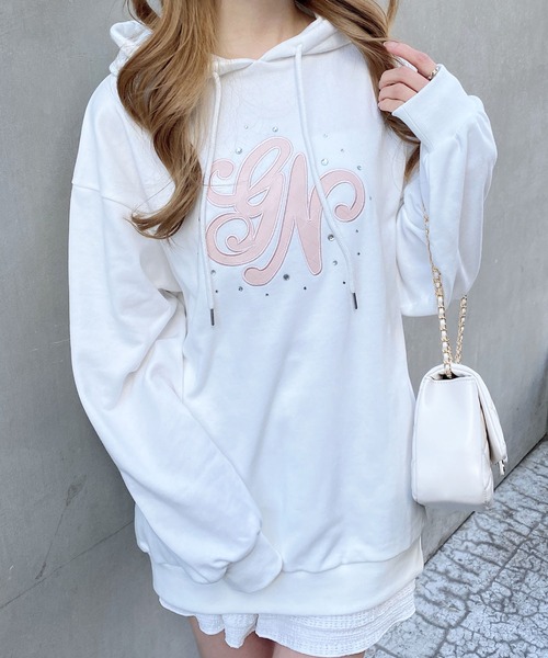 INGNI(イング)の「キルティングロゴスウェットパーカー(パーカー・レディース・ピンク系7/ブラック×ホワイト/グレー×ホワイト/ホワイト×ピンク・M)」の7枚目の写真