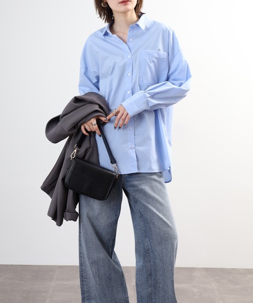 atONE(アットワン)の「ロング丈ボリュームスリーブビッグシャツ(シャツ/ブラウス・レディース・ブルー系/ベージュ系その他6/ホワイト系8/サックスブルー/オフホワイト・F)」の15枚目の写真