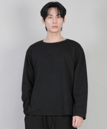 無地Rネック長袖TシャツRRL-875ブラック