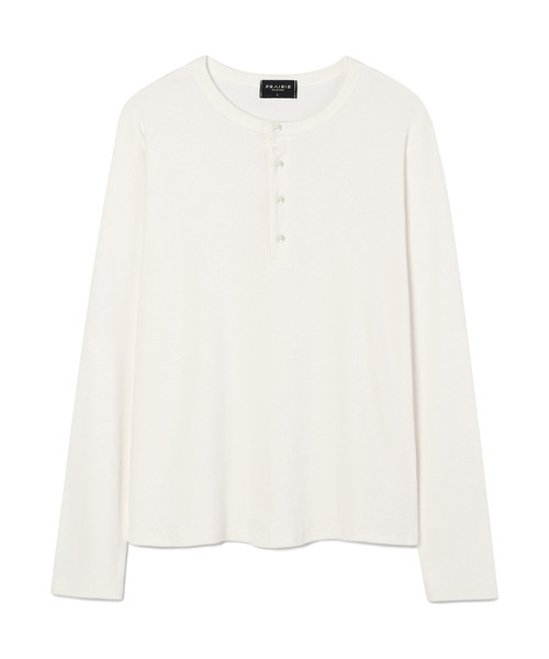 PRAIRIE(KR)(プレーリー)の「ヘンリーネックリブロングスリーブ(アイボリー)(Tシャツ/カットソー・メンズ・アイボリー・MEDIUM/LARGE)」の1枚目の写真