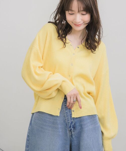 RETRO GIRL（レトロガール）の「スキッパーニットカーディガン（カーディガン/ボレロ・レディース・イエロー/ライトグレー/オフホワイト・FREE）」の3枚目の写真