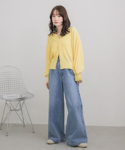 RETRO GIRL（レトロガール）の「スキッパーニットカーディガン（カーディガン/ボレロ・レディース・イエロー/ライトグレー/オフホワイト・FREE）」の4枚目の写真