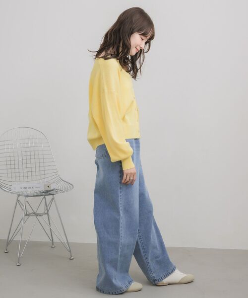 RETRO GIRL（レトロガール）の「スキッパーニットカーディガン（カーディガン/ボレロ・レディース・イエロー/ライトグレー/オフホワイト・FREE）」の5枚目の写真