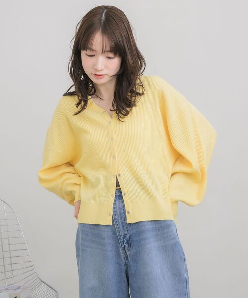 RETRO GIRL（レトロガール）の「スキッパーニットカーディガン（カーディガン/ボレロ・レディース・イエロー/ライトグレー/オフホワイト・FREE）」の9枚目の写真