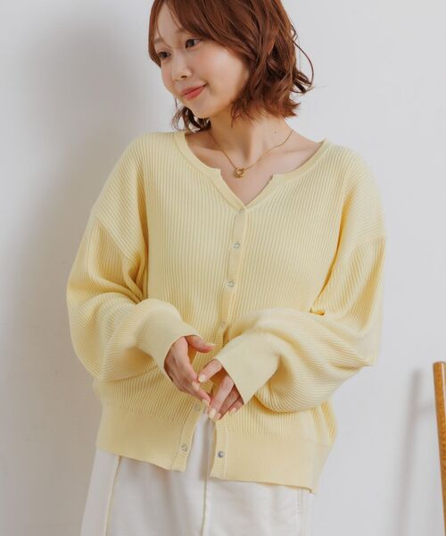 RETRO GIRL（レトロガール）の「スキッパーニットカーディガン（カーディガン/ボレロ・レディース・イエロー/ライトグレー/オフホワイト・FREE）」の13枚目の写真