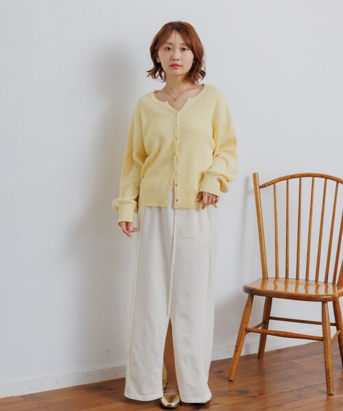 RETRO GIRL（レトロガール）の「スキッパーニットカーディガン（カーディガン/ボレロ・レディース・イエロー/ライトグレー/オフホワイト・FREE）」の14枚目の写真