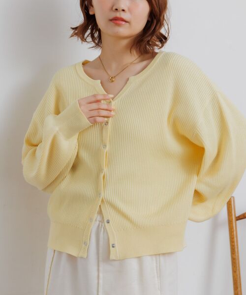 RETRO GIRL（レトロガール）の「スキッパーニットカーディガン（カーディガン/ボレロ・レディース・イエロー/ライトグレー/オフホワイト・FREE）」の15枚目の写真