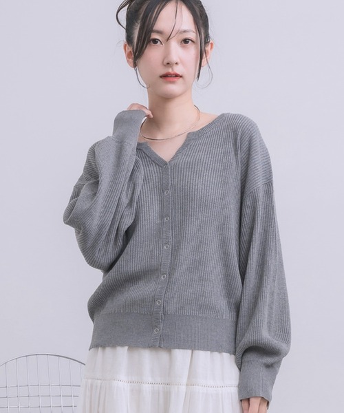 RETRO GIRL(レトロガール)の「スキッパーニットカーディガン(カーディガン/ボレロ・レディース・イエロー/ライトグレー/オフホワイト・FREE)」の1枚目の写真