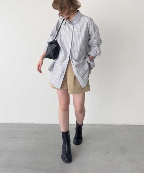 CANAL JEAN(キャナルジーン)の「OUVIR シュシュ付きストライプシャツ(シャツ/ブラウス・レディース・グレー/ブルー・ONE SIZE)」の14枚目の写真