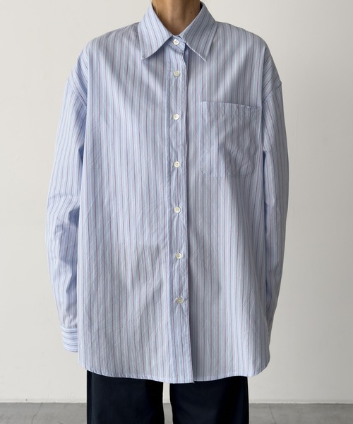 CANAL JEAN(キャナルジーン)の「OUVIR シュシュ付きストライプシャツ(シャツ/ブラウス・レディース・グレー/ブルー・ONE SIZE)」の15枚目の写真