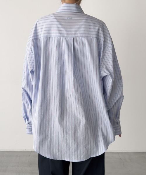 CANAL JEAN(キャナルジーン)の「OUVIR シュシュ付きストライプシャツ(シャツ/ブラウス・レディース・グレー/ブルー・ONE SIZE)」の17枚目の写真