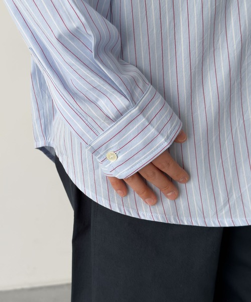 CANAL JEAN(キャナルジーン)の「OUVIR シュシュ付きストライプシャツ(シャツ/ブラウス・レディース・グレー/ブルー・ONE SIZE)」の3枚目の写真