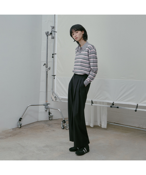LAP（ラップ）の「ツーピンタックワイドスラックス AS1WP262（スラックス・レディース・チャコール/ブラック・SMALL/MEDIUM）」の6枚目の写真