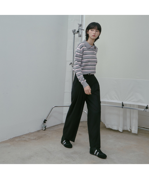 LAP（ラップ）の「ツーピンタックワイドスラックス AS1WP262（スラックス・レディース・チャコール/ブラック・SMALL/MEDIUM）」の7枚目の写真