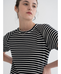 Waffle half t-shirt (black stripe)