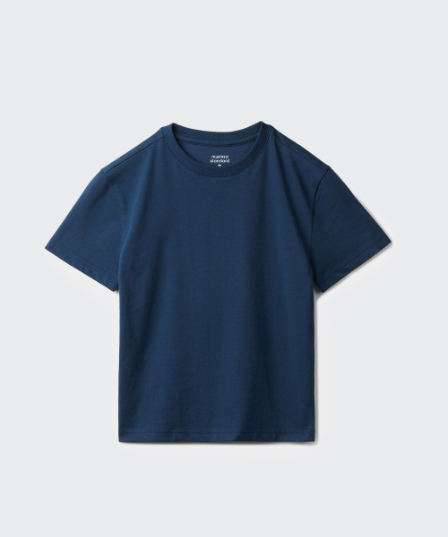 MUSINSA STANDARD KIDS（ムシンサスタンダードキッズ）の「リラックスドクルーネックTシャツ [ミッドナイトブルー]（Tシャツ/カットソー・レディース・その他・100/110/120/130/140/150/160）」の6枚目の写真