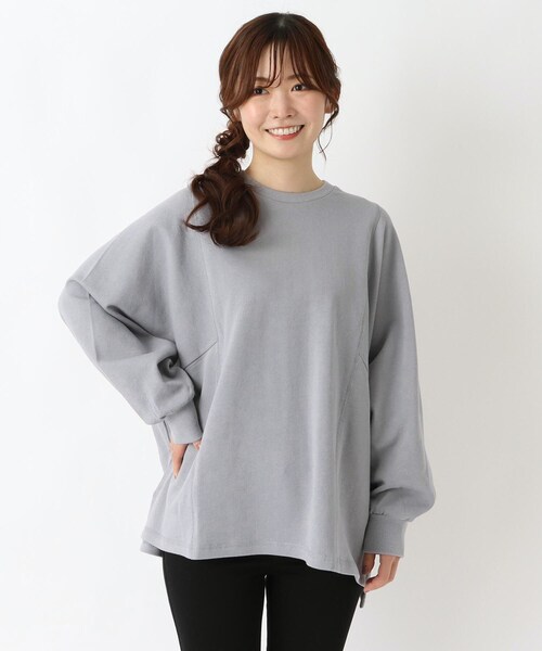 one'sterrace(ワンズテラス)の「コットンミニ 裏毛切替ワイドプルオーバー(スウェット・レディース・グレー系その他7/アイボリー系8/グレー系4/ブルー系その他7・02)」の4枚目の写真