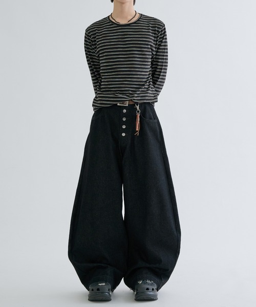 EPNK（イーピーエヌケー）の「Assorted border long sleeve tee / アソートボーダーロングスリーブtee（Tシャツ/カットソー・メンズ・ブラック/グレー/オフホワイト/ブラック系・LARGE/MEDIUM/SMALL）」の17枚目の写真