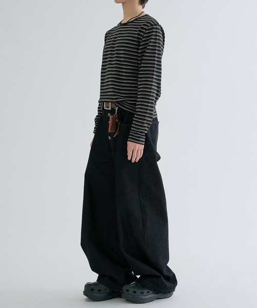 EPNK（イーピーエヌケー）の「Assorted border long sleeve tee / アソートボーダーロングスリーブtee（Tシャツ/カットソー・メンズ・ブラック/グレー/オフホワイト/ブラック系・LARGE/MEDIUM/SMALL）」の19枚目の写真