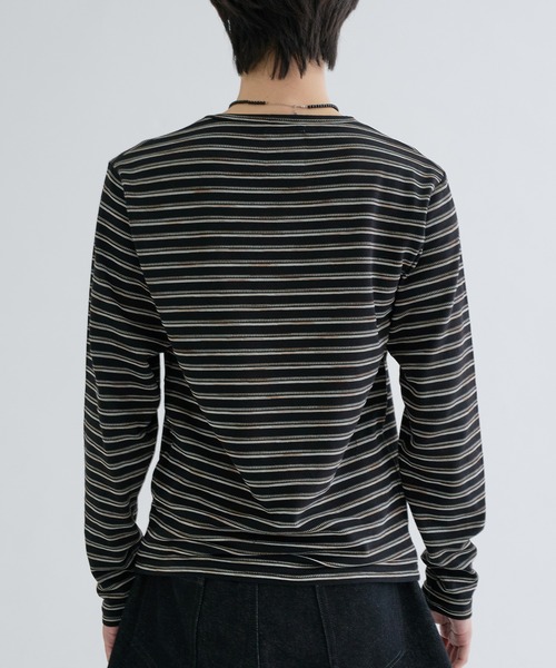 EPNK（イーピーエヌケー）の「Assorted border long sleeve tee / アソートボーダーロングスリーブtee（Tシャツ/カットソー・メンズ・ブラック/グレー/オフホワイト/ブラック系・LARGE/MEDIUM/SMALL）」の11枚目の写真