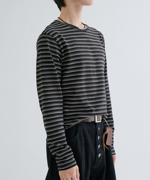 EPNK（イーピーエヌケー）の「Assorted border long sleeve tee / アソートボーダーロングスリーブtee（Tシャツ/カットソー・メンズ・ブラック/グレー/オフホワイト/ブラック系・LARGE/MEDIUM/SMALL）」の15枚目の写真