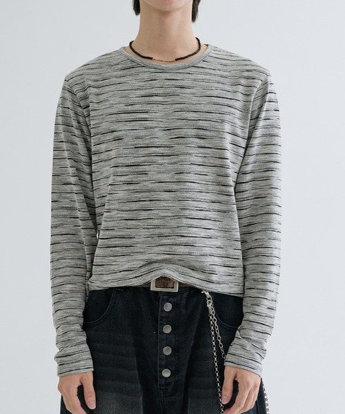 EPNK（イーピーエヌケー）の「Assorted border long sleeve tee / アソートボーダーロングスリーブtee（Tシャツ/カットソー・メンズ・ブラック/グレー/オフホワイト/ブラック系・LARGE/MEDIUM/SMALL）」の22枚目の写真