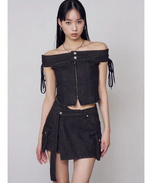 EMODA（エモダ）の「ロングベルトボックスデニムスカート（スカート・レディース・ライトブルー/インディゴブルー/ブラウン・SMALL/MEDIUM）」の12枚目の写真