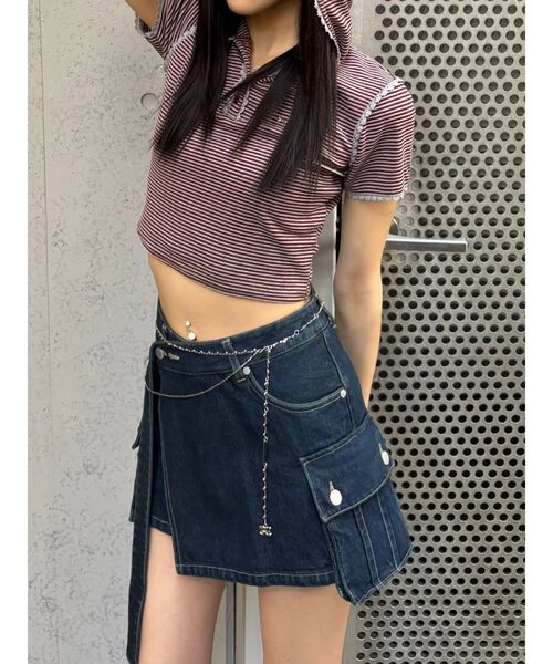 EMODA（エモダ）の「ロングベルトボックスデニムスカート（スカート・レディース・ライトブルー/インディゴブルー/ブラウン・SMALL/MEDIUM）」の20枚目の写真