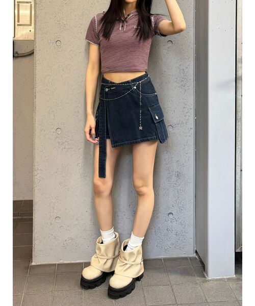 EMODA（エモダ）の「ロングベルトボックスデニムスカート（スカート・レディース・ライトブルー/インディゴブルー/ブラウン・SMALL/MEDIUM）」の22枚目の写真