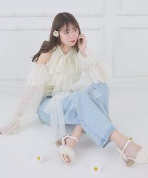 MAJESTIC LEGON | リボンブローチセットキラキラデニム(デニムパンツ)