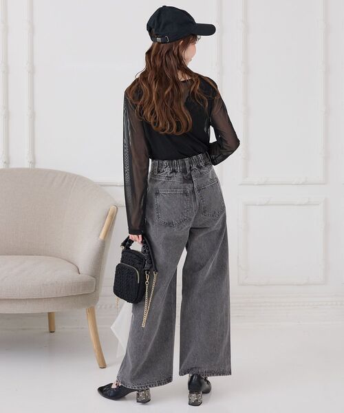 MAJESTIC LEGON(マジェスティックレゴン)の「リボンブローチセットキラキラデニム(デニムパンツ・レディース・サックスブルー/グレー・MEDIUM/SMALL)」の9枚目の写真