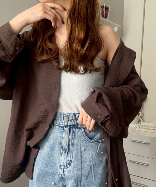 merrylatte（メリーラテ）の「ラメキャミソール（キャミソール・レディース・ホワイト/ブラウン/ブラック・FREE）」の5枚目の写真