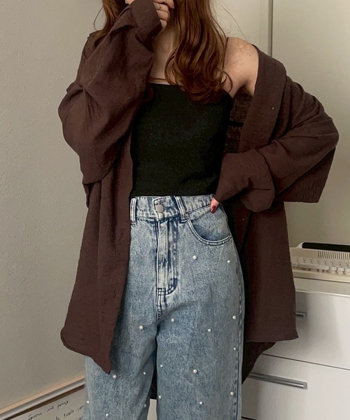 merrylatte（メリーラテ）の「ラメキャミソール（キャミソール・レディース・ホワイト/ブラウン/ブラック・FREE）」の6枚目の写真