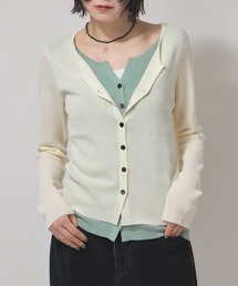 leimn（レイムン）の「バイカラーレイヤード風ニットカーデ（ニット/セーター）」