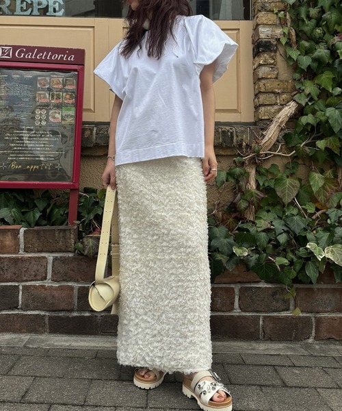 スカート willfully boa tulle stripe pencil SK WILLFULLY（ウィルフリー）の「boa tulle stripe pencil SK（スカート