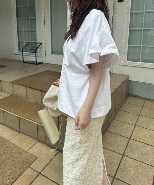WILLFULLY(ウィルフリー)の「fringe wave tulle pencil SK(スカート・レディース・ライトホワイト/ブラック・FREE)」の5枚目の写真