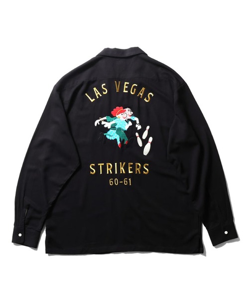 HOUSTON(ヒューストン)の「HOUSTON ボーリングシャツ長袖 STRIKERS(シャツ/ブラウス・メンズ・パープル/ブラック/マスタード・X-LARGE/MEDIUM/XX-LARGE/LARGE)」の5枚目の写真