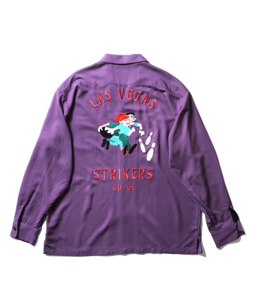 HOUSTON(ヒューストン)の「HOUSTON ボーリングシャツ長袖 STRIKERS(シャツ/ブラウス・メンズ・パープル/ブラック/マスタード・X-LARGE/MEDIUM/XX-LARGE/LARGE)」の10枚目の写真