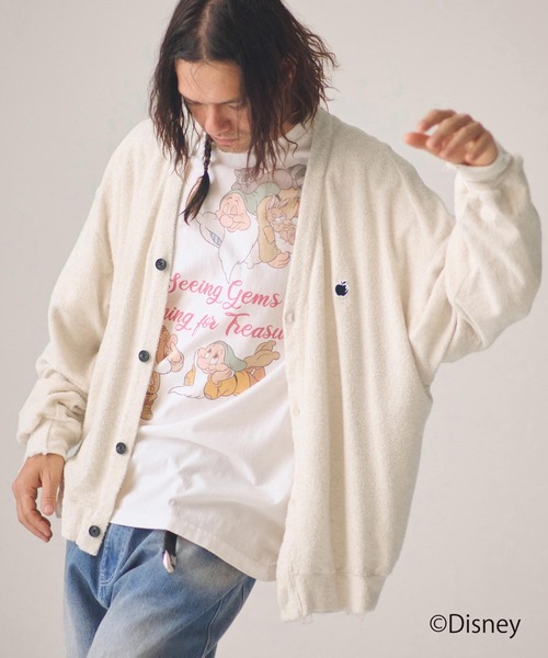 ADAM PATEK(アダムパテック)の「mcg3779-washed cotton pile raw-edge cardigan カーディガン(AP2614017)(カーディガン/ボレロ・メンズ・アイボリー/ブラック・2/1)」の3枚目の写真