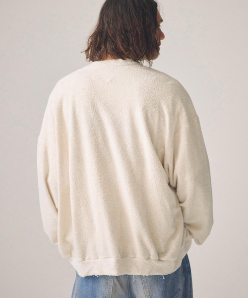 ADAM PATEK(アダムパテック)の「mcg3779-washed cotton pile raw-edge cardigan カーディガン(AP2614017)(カーディガン/ボレロ・メンズ・アイボリー/ブラック・2/1)」の6枚目の写真