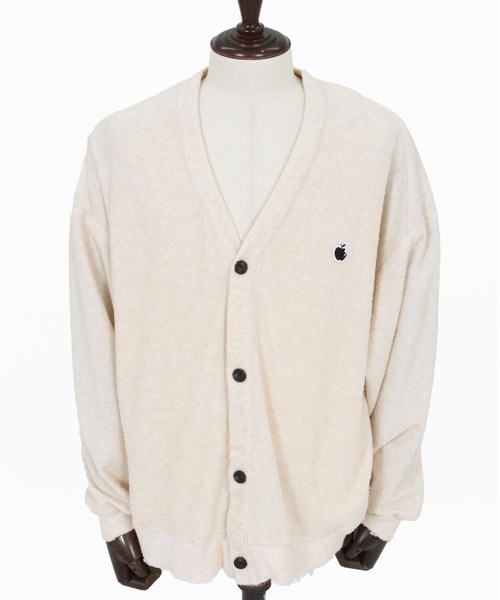 ADAM PATEK(アダムパテック)の「mcg3779-washed cotton pile raw-edge cardigan カーディガン(AP2614017)(カーディガン/ボレロ・メンズ・アイボリー/ブラック・2/1)」の15枚目の写真