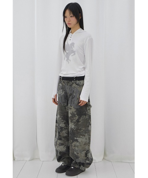 FANCY CLUB(ファンシークラブ)の「A'GEM/9 × .kom 『FANCY CLUB/ファンシークラブ』 PEGASUS HOODED LONG SLEEVE/ペガサスフード長袖カットソー(Tシャツ/カットソー・レディース・チャコールグレー/ホワイト・FREE)」の12枚目の写真