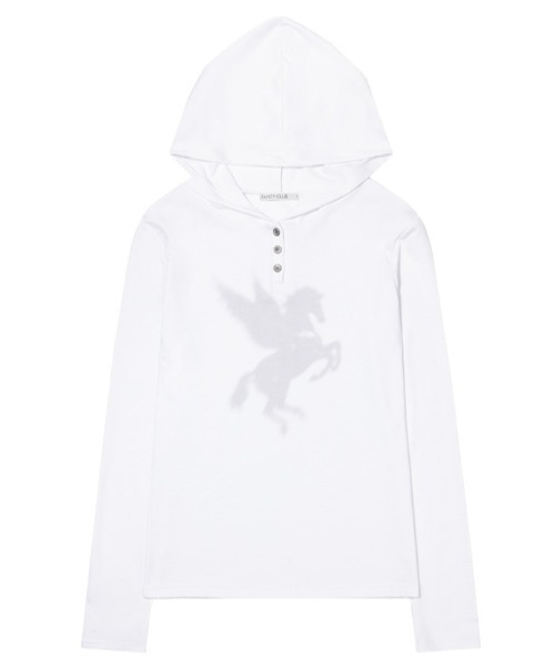 FANCY CLUB(ファンシークラブ)の「A'GEM/9 × .kom 『FANCY CLUB/ファンシークラブ』 PEGASUS HOODED LONG SLEEVE/ペガサスフード長袖カットソー(Tシャツ/カットソー・レディース・チャコールグレー/ホワイト・FREE)」の19枚目の写真
